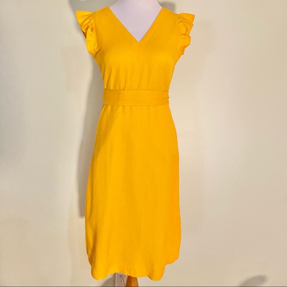 LOFT Dresses Nwt Sunny Yellow Loft Dress With Ruffle Sleeves And